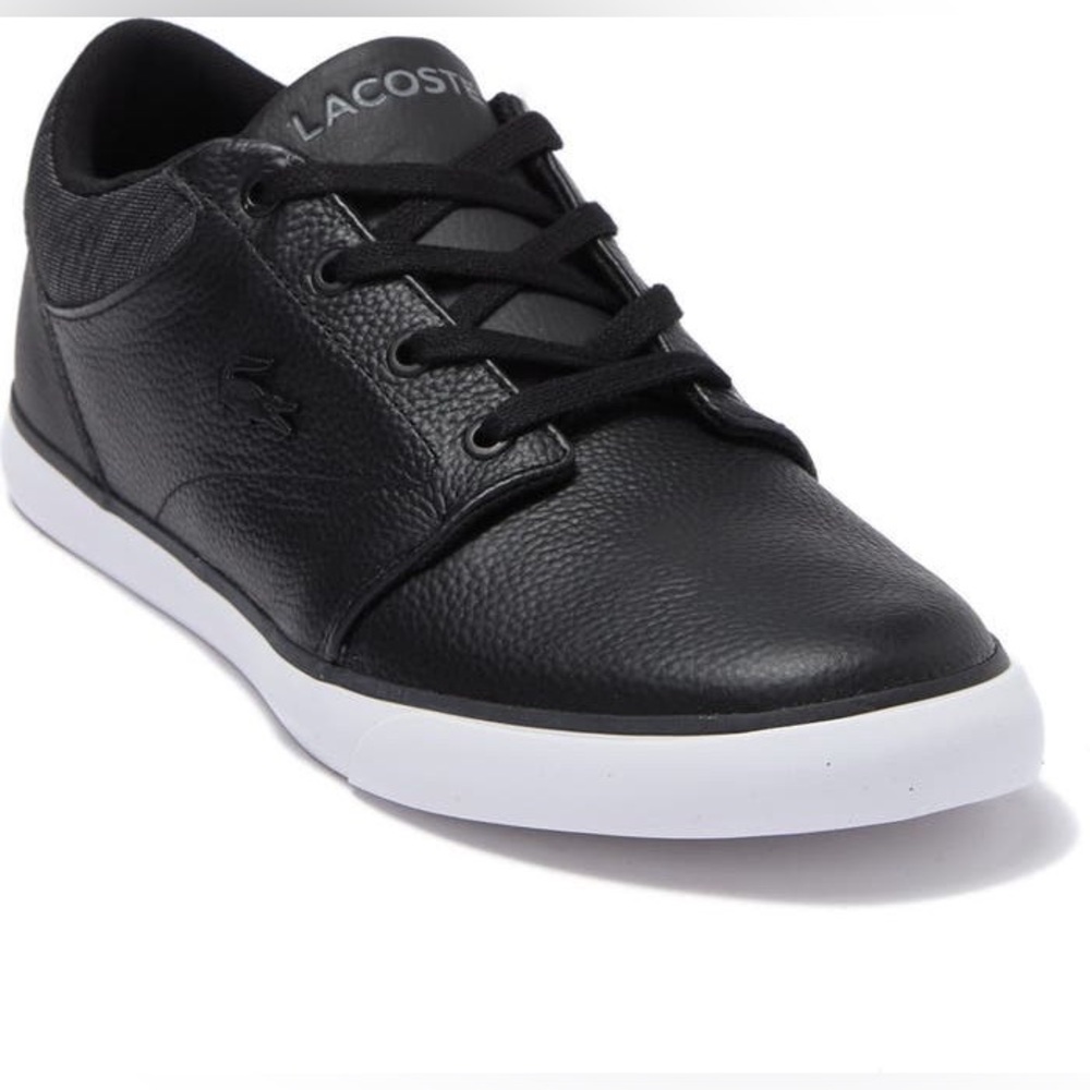 Lacoste Minzah Black Leather Lace Up Casual Shoes Sneakers Mens Size 12